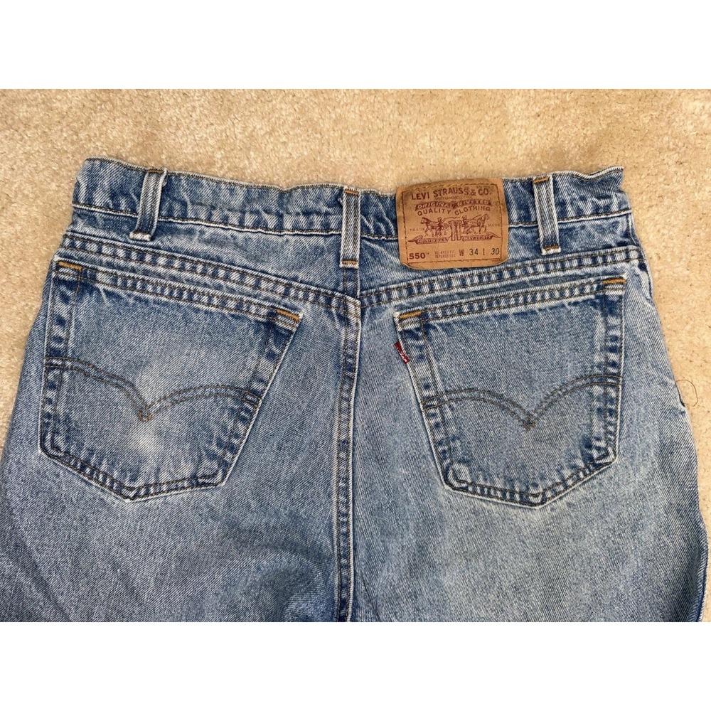 Levis 550 Relaxed Tapered Fit Denim Blue Light Wash Jeans Men's Size 34x30 (#2)